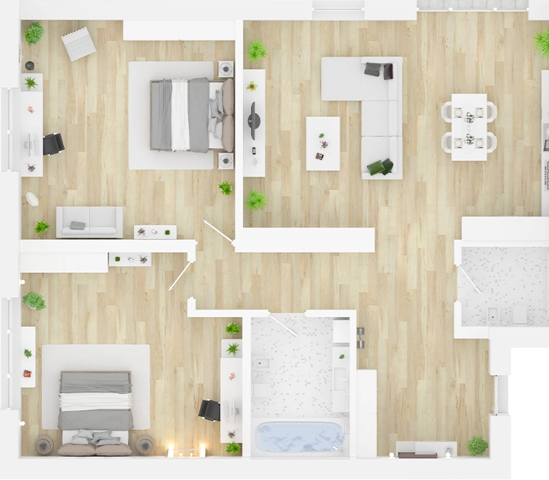 Apartamento de piso plano